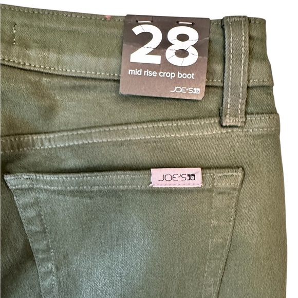 JOE’S Jeans Mid Rise Crop Boot Coated Green Olive Dark Green Women Size 28 $228 - Picture 7 of 13